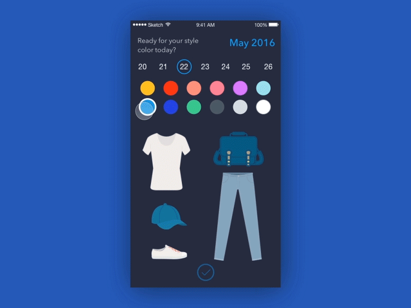 What is your color style today - Motion design details animation calendar dress fashion gif mobile ui