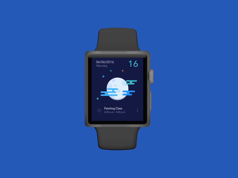 Moonwatch Motion Design - What is the shape of your moon today? animation calendar data design gif iwatch moon moonwatch motion ui