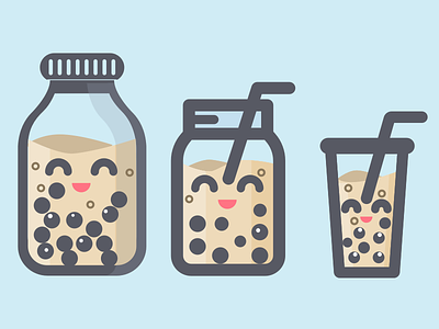 Boba Tea in 3 Sizes, Which one is your favorite boba bottle cup illustrator tea