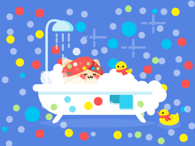 Take a Christmas bath? bath bathroom cat christmas cute duck illustration rubberduck scarf tub
