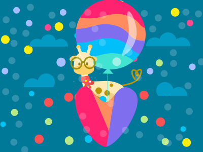 Opps when you woke up baby balloon christmas cloud cut cute fly giraffe illustration rainbow red scarf