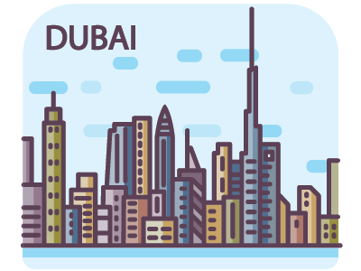 Dubai Luggage Label cityscape dubai travel