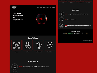 NFT Landing Page - BURRST Sports animation branding design graphic design graphics illustrator landing page logo nft player ui uiux ux vector