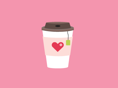 Love Tea cup drink heart icon tea vector