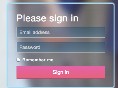 Sign in form even better login screen sign in blur background