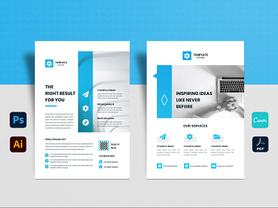 Clean Corporate Business Flyer Bundle 2 in 1 ads advertisement branding bundle business business flyer template canva flyer canva template clean corporate design elegant flyer flyer design minimal multipurpose flyer professional promotion flyer simple simple flyer