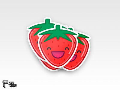 Happy Strawberry fruit illustration morango pedro red sticker strawberry tonelo vetor