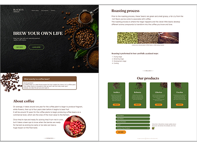 Blacky's coffee beans website branding design ui
