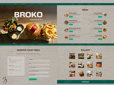 Broko burger place - website design branding design graphic design logo ui ux