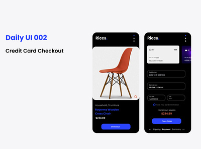 Riccs App =Credit Card Checkout Page app branding design graphic design ui ux