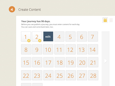 Calendar Visuals blue teal calendar guide orange progress slider