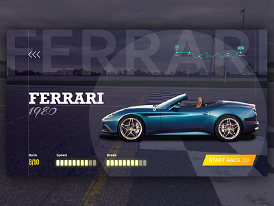 Ferrari Dribbble car car club dailyui dribbble car ferrari game app gamedesign race racecar racer uid
