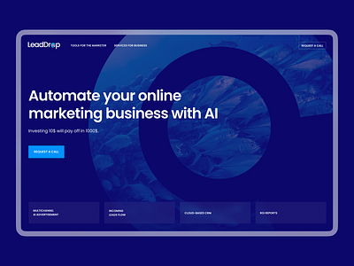 LeadDrop. Landing page ai design landing page marketing reports ui ux web