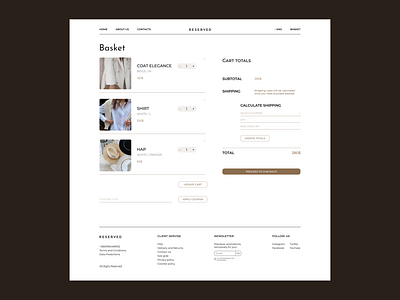 Reserved basket redesign 001 daily ui daily ui challenge landing page reserved reserved redesign ui web design website redesign