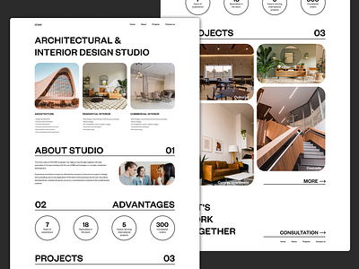 Web site design: landing page. Daily UI challenge 003 001 003 branding daily ui daily ui challenge interior studio website landing page ui web design website