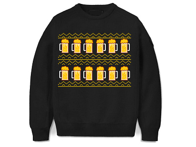 Ugly Christmas Sweater pattern with beer tipsy elves fun winter