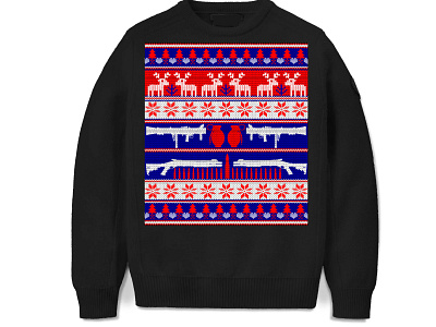 Ugly Christmas Sweater Pattern. rifles, grenades or bullets, christmas happy new year ugly sweater