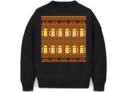 Ugly Christmas Sweater Pattern with beer and snow flaks graphic design tipsy elves fun vectors