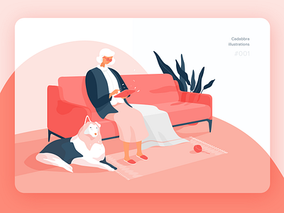 "Granny" Illustration with@Lunamik character dog download freebies gradient icons illustration ios light noise stroke web
