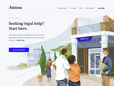 Illustration for the atticus.law web site blue character cover design download freebies header hero illustration noise team texture ui web