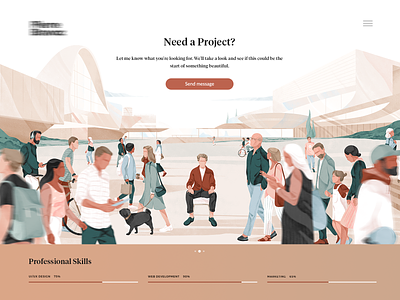 Personal illustration for my client Pierre Bravoz banner character cover download freebies header header illustration hero hero banner illustration noise peoples portfolio team texture ui