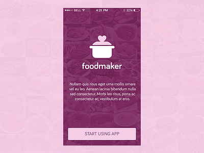 Foodmaker Welcome Screen app food ios maker recipe screen welcome