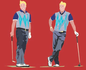 Golfer-Stressed+Positive golf illustration illustrator positive stress vector art
