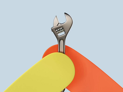 Digi hands #2 3d 3d illustration 3d motion abstract c4d cinema4d cleaning hammer illustration mop orange repair round scredriver shapes tools work wrench yandex yellow