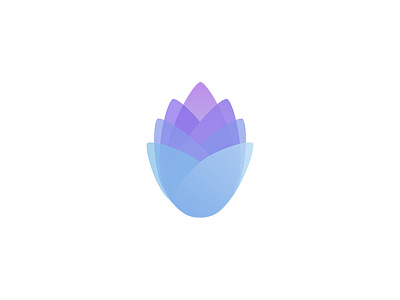 Bud blossom blue brand bud flower gradients logo mark purple shine