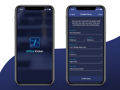 Office Kicker II app ball concept football icon kicker reservation screens system tool ui ux