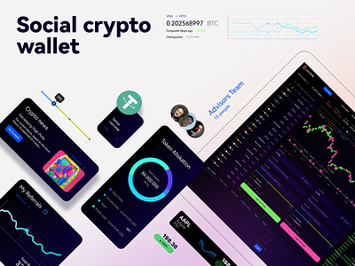 Social crypto wallet blockchain coin currency dashboard exchange fintech ui ux wallet