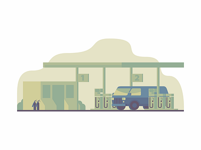 Petrol station blue clean flat graphic design green illustration illustrator minimal vector