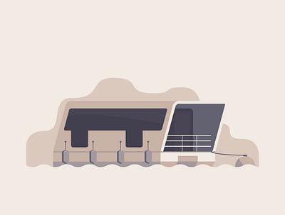 House Boat with moorings clean digital art flat graphic design illustration illustrator minimal minimalist vector wacom