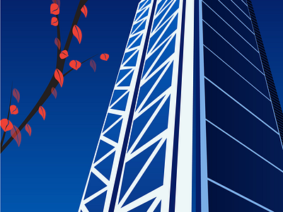 Heron Tower, London architecture blue building design drawing flat graphic design illustration illustrator minimal sketch vector