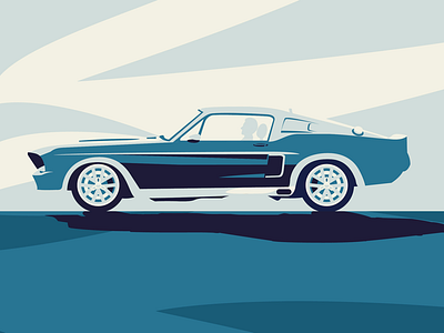 Mustang art blue clean color creative design draw flat graphic design icon illustration minimal sketch vector wacom