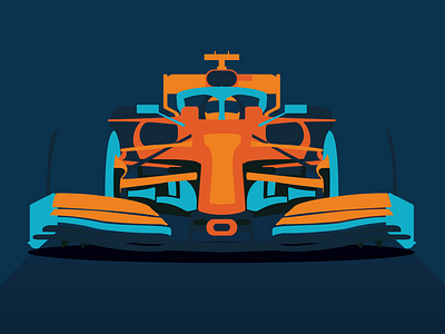 Formula One abstract blue clean design f1 flat graphic design icon illustration illustrator minimal orange vector