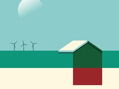 Beach hut art clean color dribbble flat green icon illustration illustrator landscape minimal sketch vector wacom