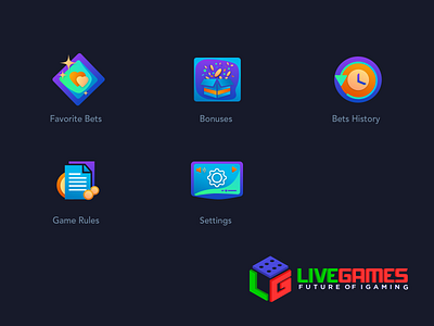 Custom icon set for a live casino gambling game