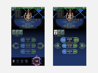 Online casino game: Mobile UI/UX design blue casino gambling icon illustration table ui ux