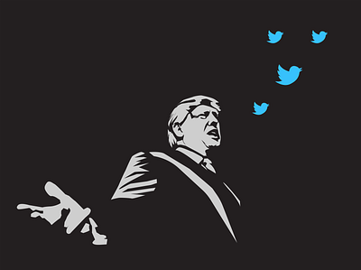 Trump tweeting some fresh news blue design icon logo news portrait trump vector