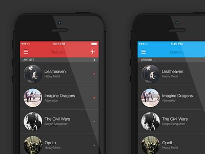 Colors ios iphone listenlist ui design