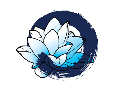 Lotus + Enso = Logo Design blue enso logo lotus meditation peaceful simple yoga