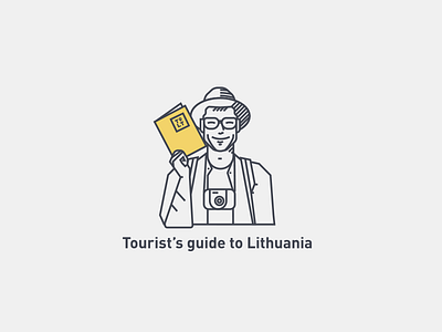 To Lithuania Infographic - Tourist character infographic lithuania minimal minimalism outline tourist