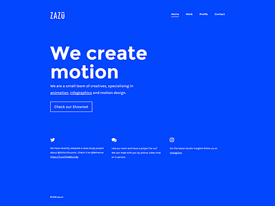 zazu.tv website blue cobalt design motion typography ui website