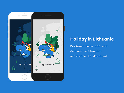 Holiday in Lithuania android holiday illustration iphone landscape line art linear lithuania map mobile vector wallpaper