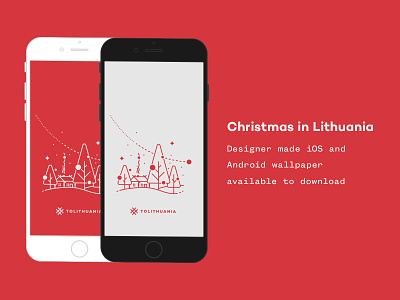 Christmas in Lithuania android holiday illustration iphone landscape line art linear lithuania map mobile vector wallpaper