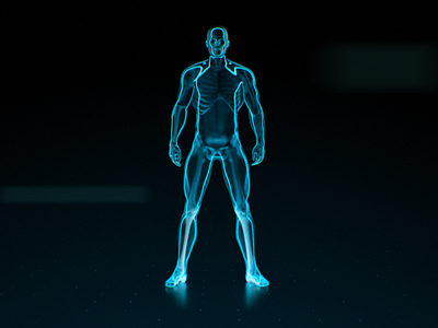 Male Athlete 3d body bones character cinema4d glow male mograph motion styleframe styleshot