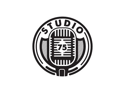 Studio 75 audio badge icon logo logotype microphone music musician retro round studio vintage