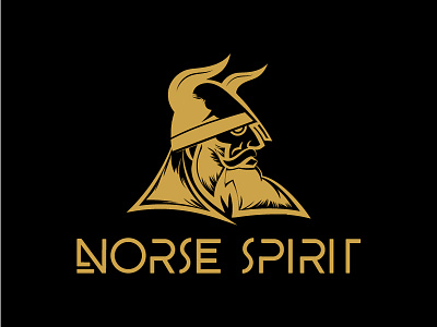 Norse Spirit bearded gold helmet horns jewelry logotype nordic spirit strong viking