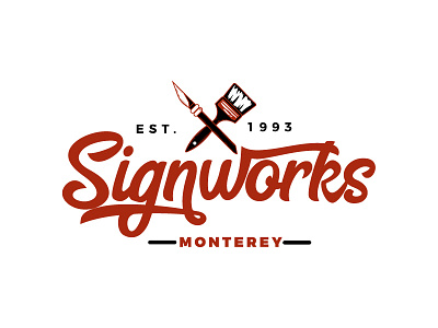 SignWorks Identity brush cutting blade handdrawn lettering logotype paint sign signage tools vintage